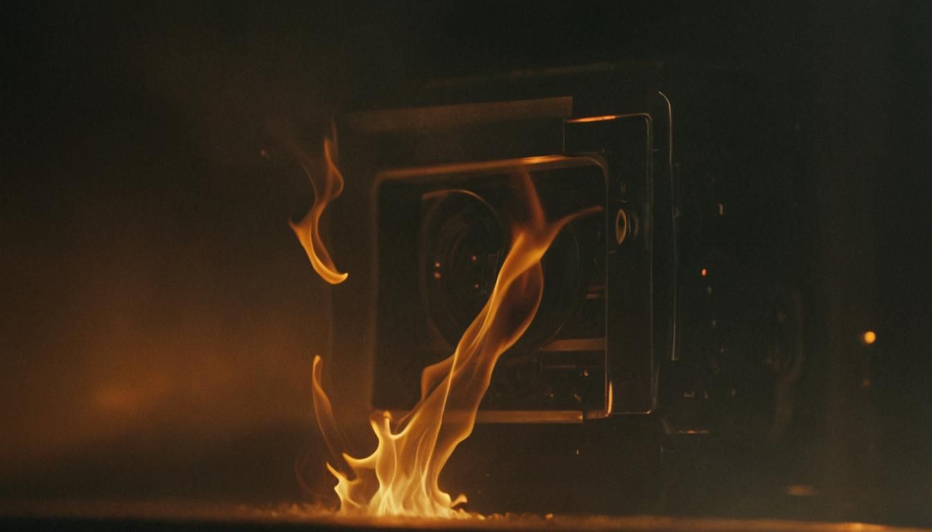 Burning Film Frame: Cinematic Still in 35mm