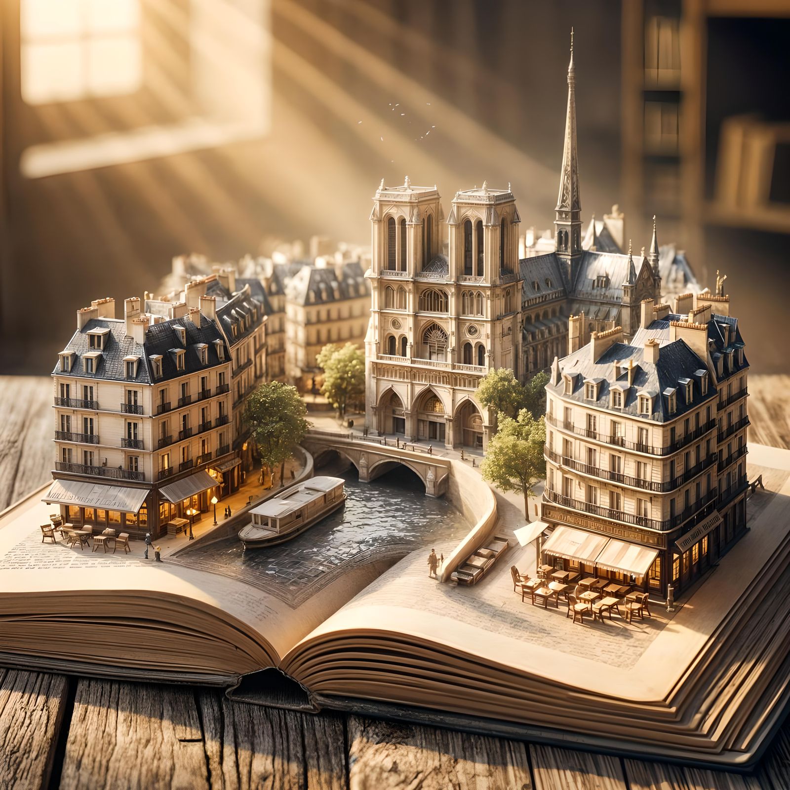 Paris Emerges from a Book in Golden Sunlight