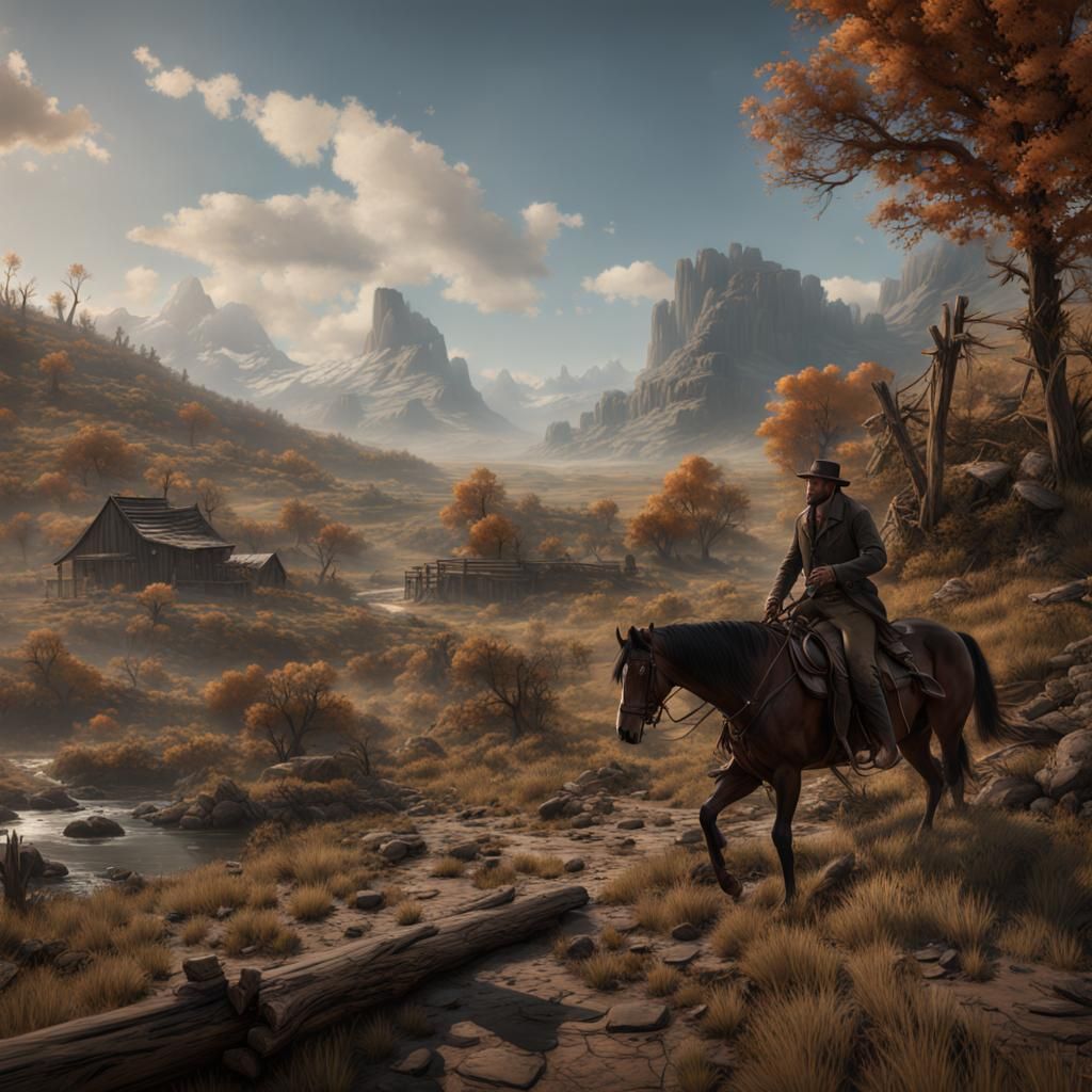 Detailed Matte Painting of Arthur Morgan in 8K