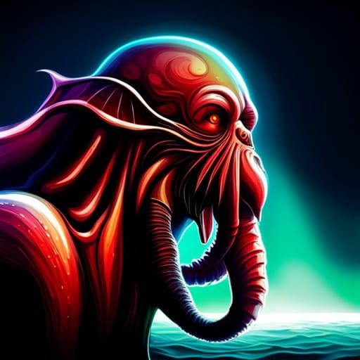 Hyperrealistic Humanoid Cthulhu Concept Art