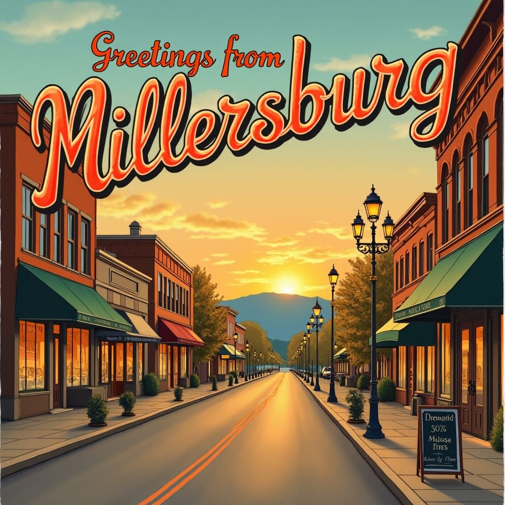 Millersburg Oregon Sunset: A Vintage Americana Postcard