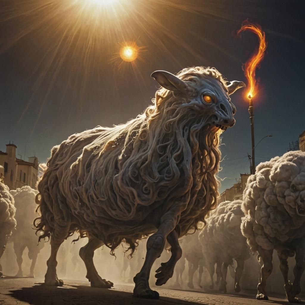 Man and Spectral Entity in Surreal Sunlight