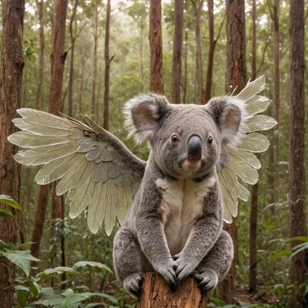 Koala with Fairy Wings Forest Edge