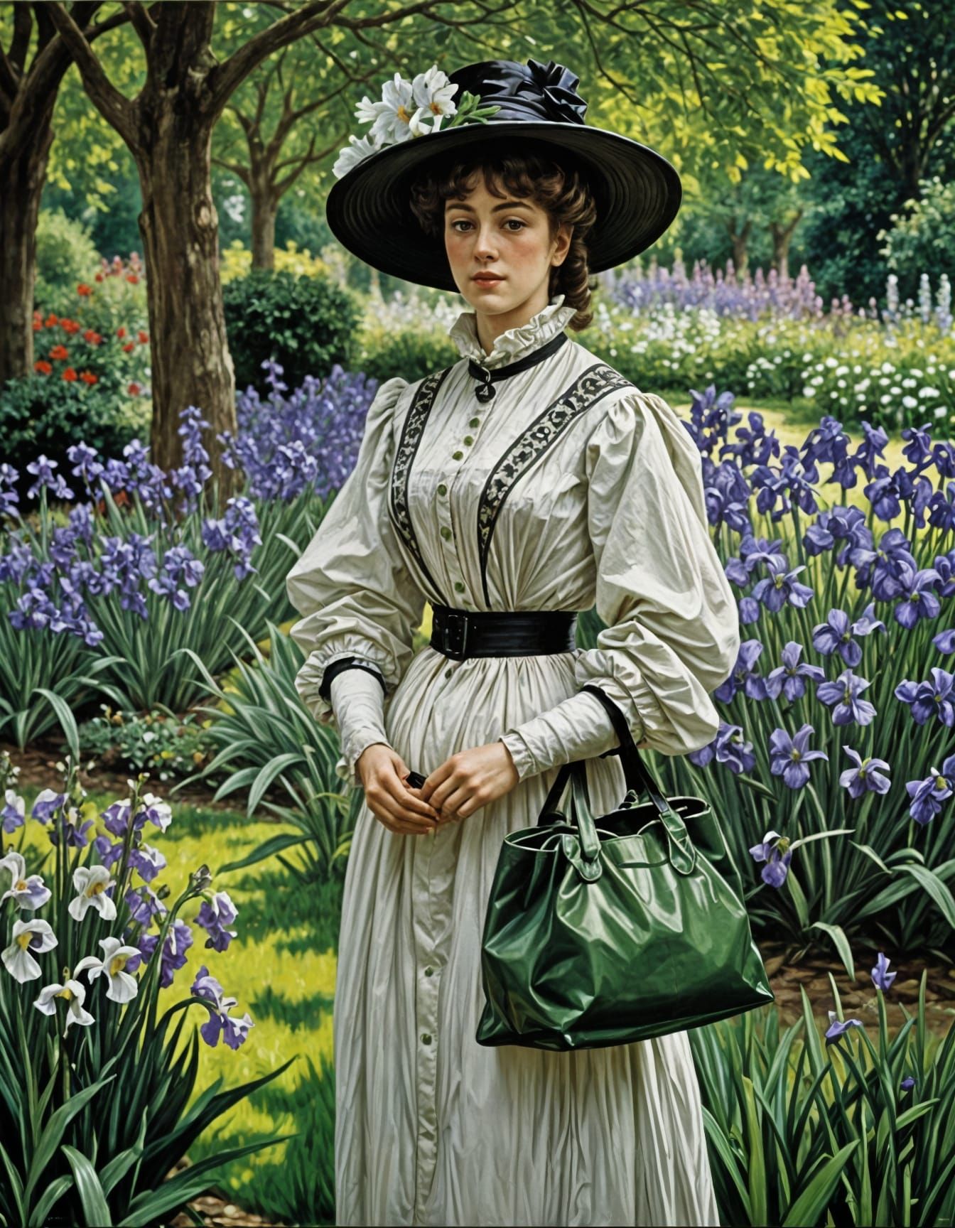 Edwardian Lady in Summer Garden, Oil Painting