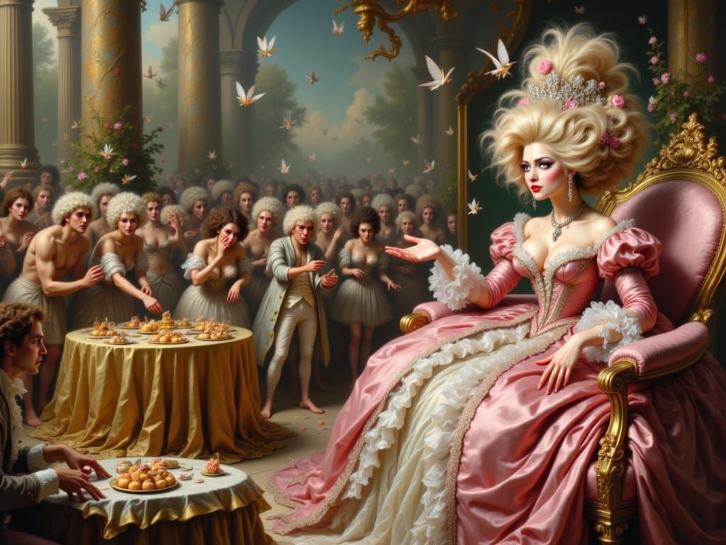 Rococo Grandeur: A Lavish Scene of Aristocratic Excess
