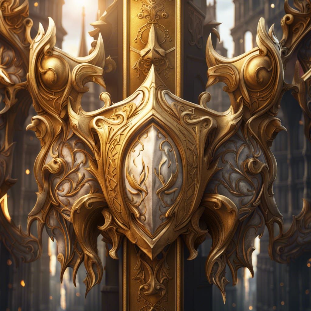 Medieval Banner with Gold Trim in Matte Painting Style