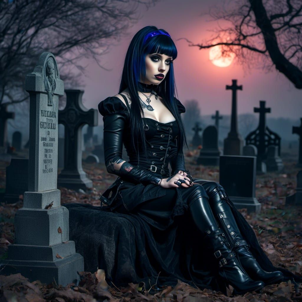 Gothic Girl in Graveyard