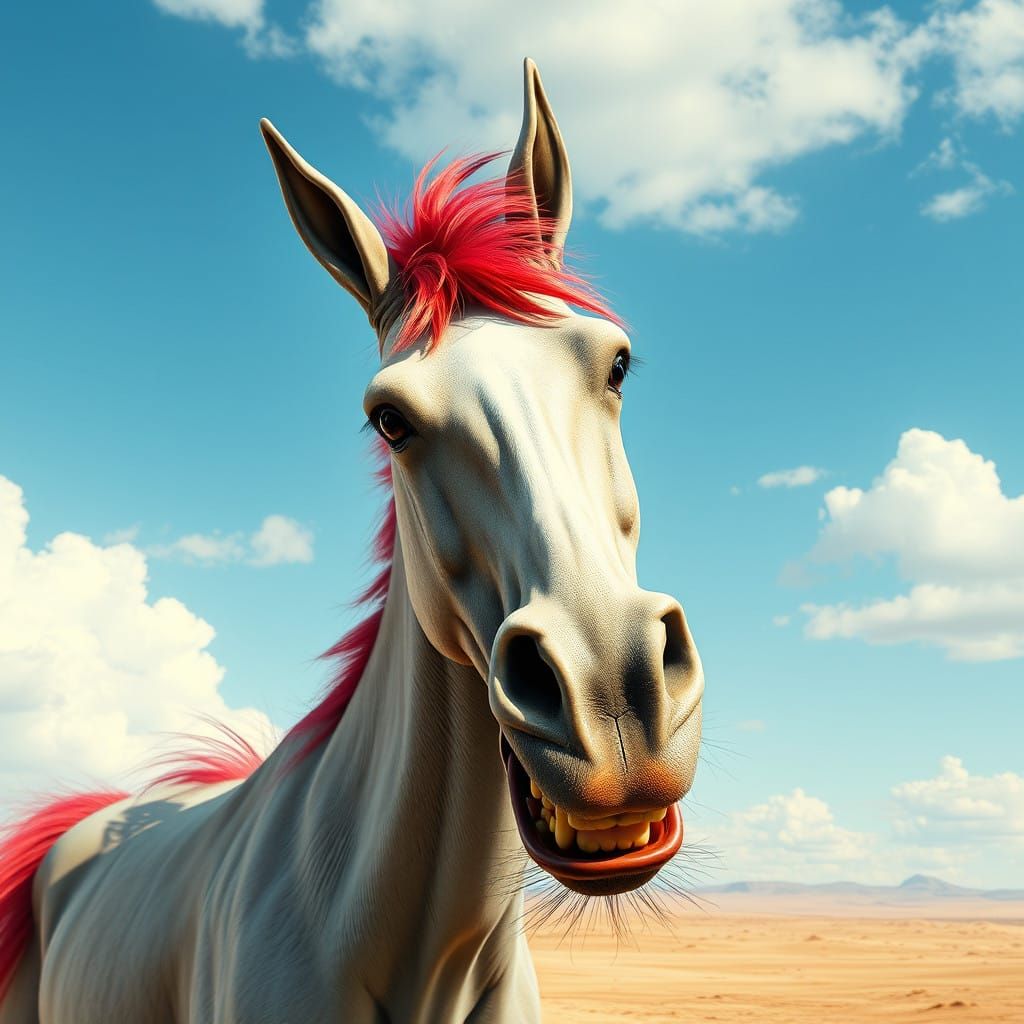 Surreal Alien Horse Meltdown in Mad Magazine Style