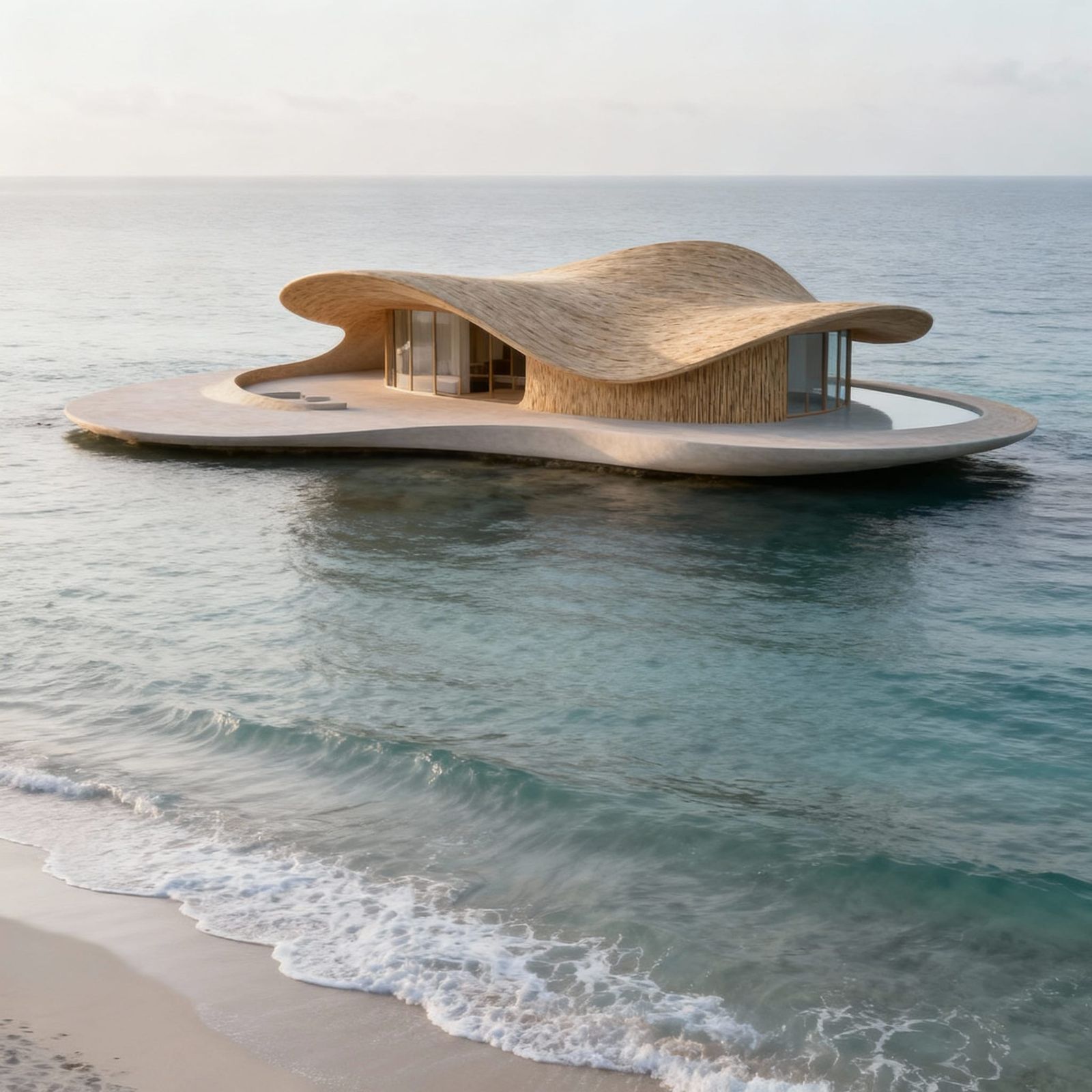 Futuristic Resort House on Minimalist Island Platform