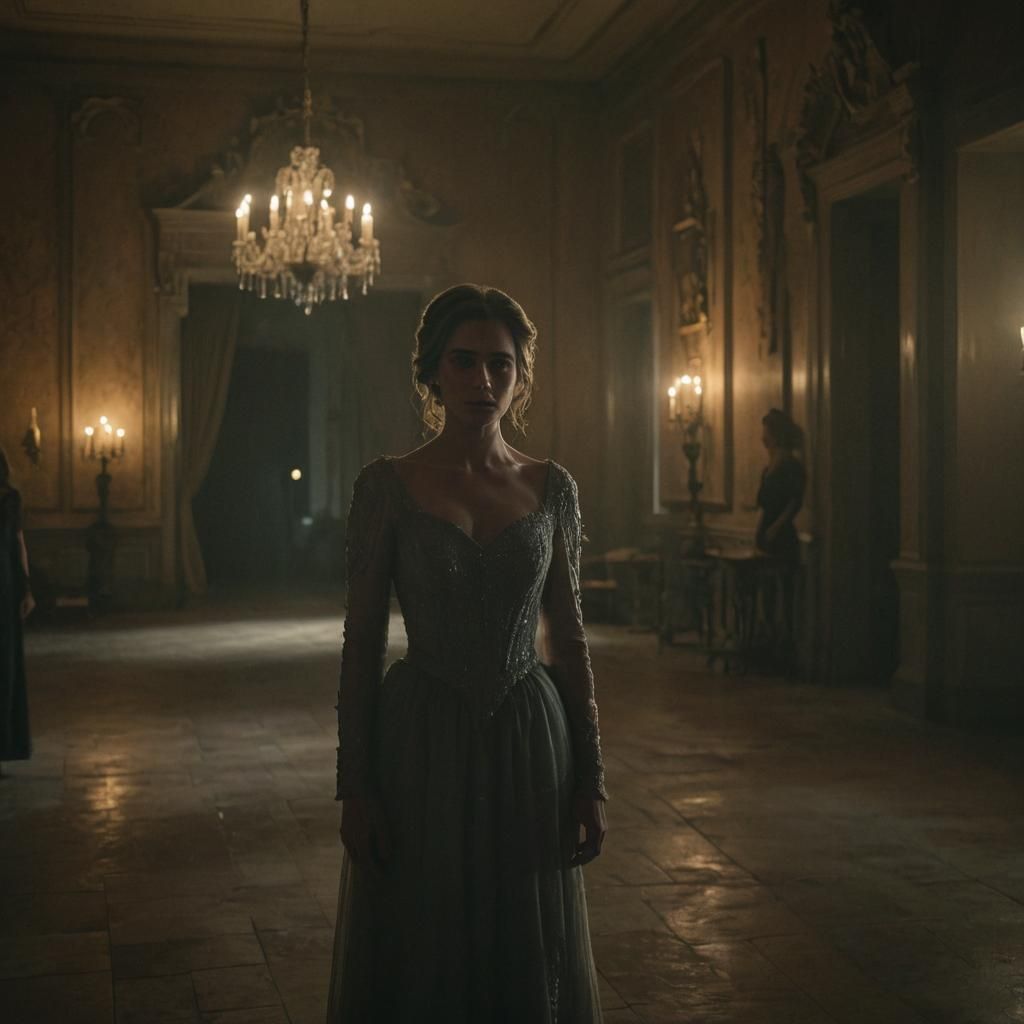 Mysterious Mansion Apparition in Cinematic Style