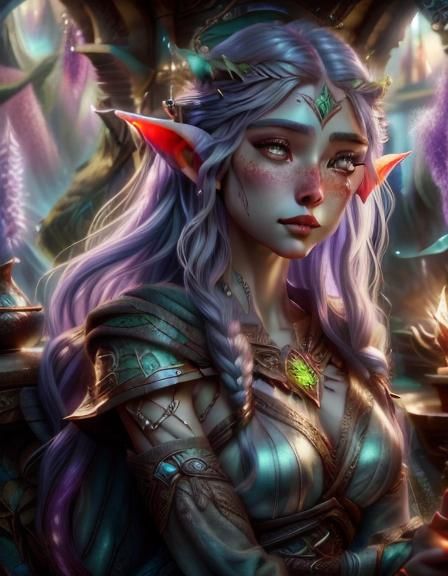 Realistic Elf Portrait with Studio Lighting in Pastel