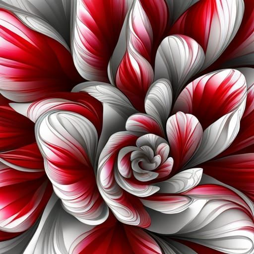 Abstract Tulips: Vector Fractal in Zentangle Style