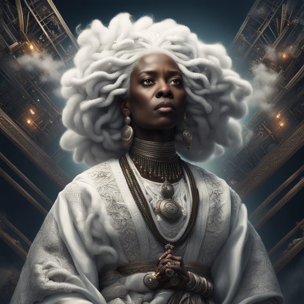 Dramatic Black Woman Portrait in Digital Matte Painting