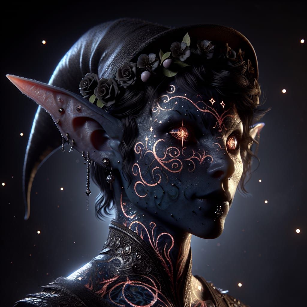 Mystic Tiefling Witch Portrait in Dark Fantasy Style