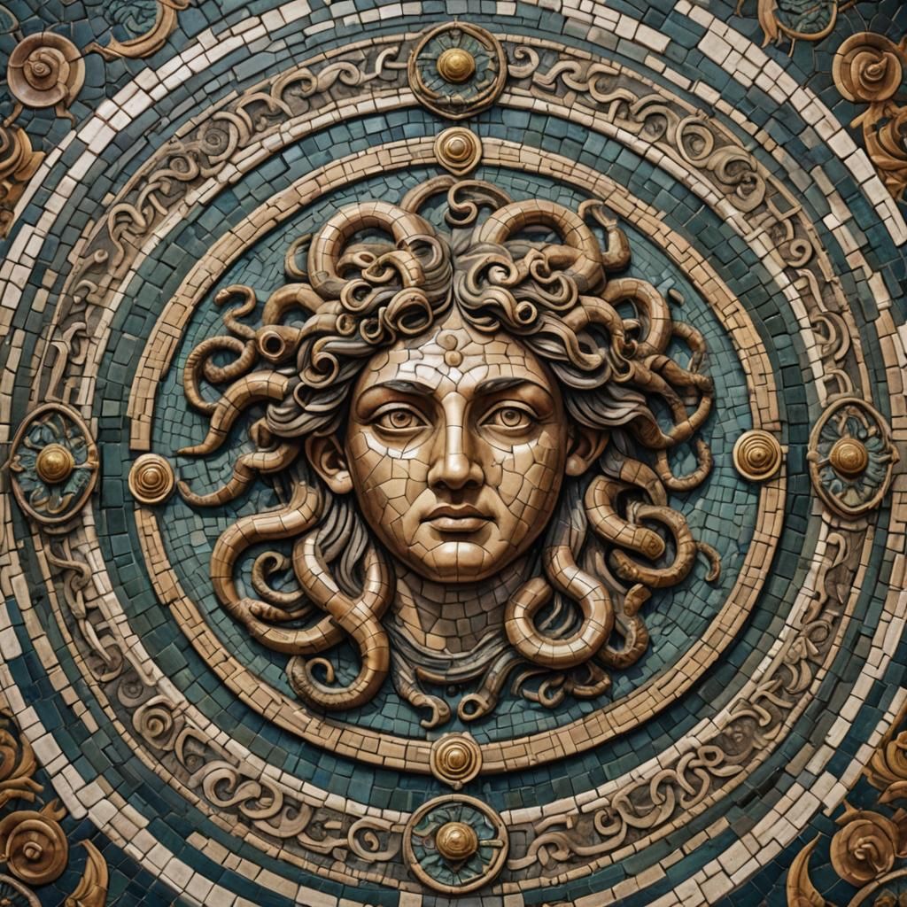 Medusa Mosaic Floor in Roman Tesserae Style