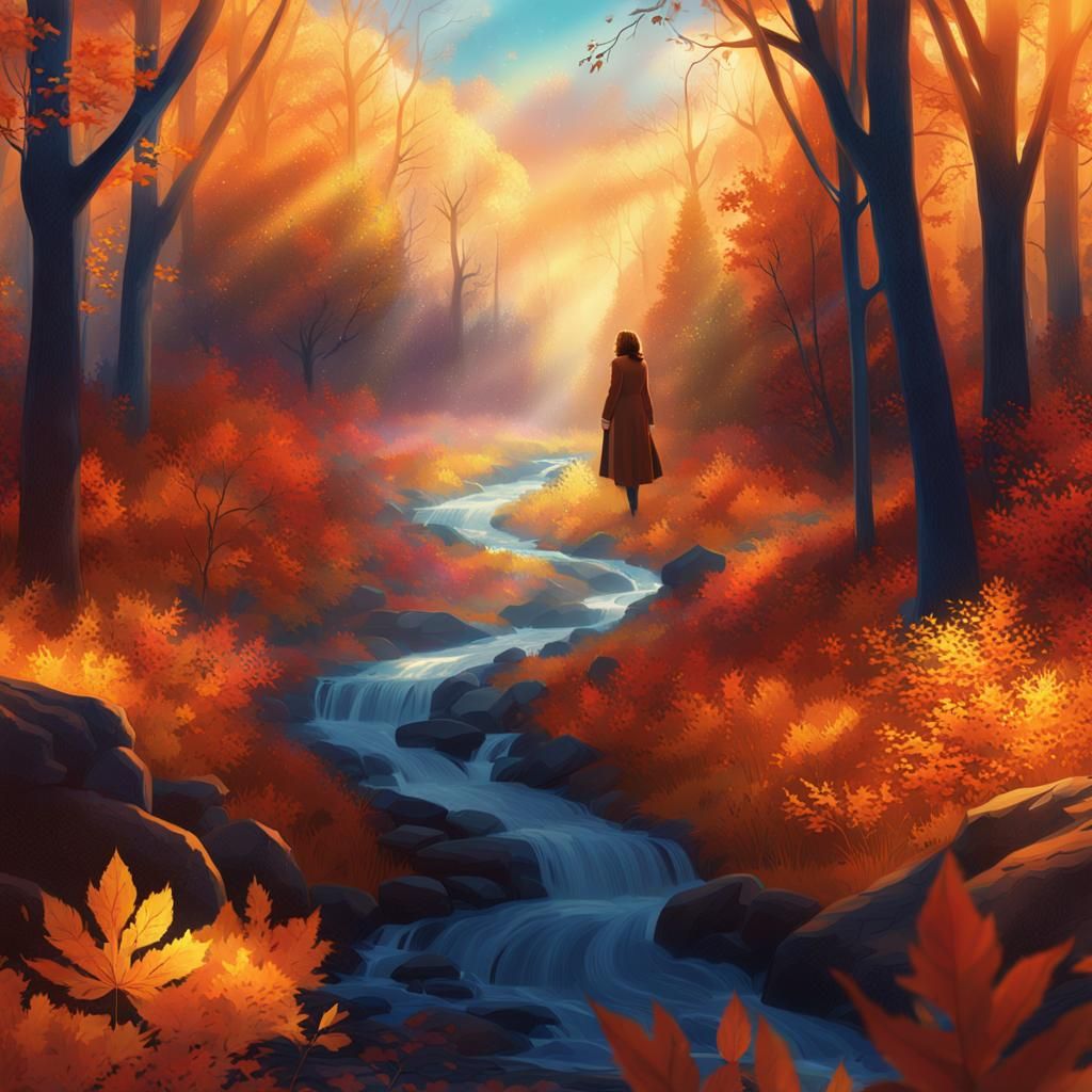 Kamala Harris in Autumn Woods: Matte Painting