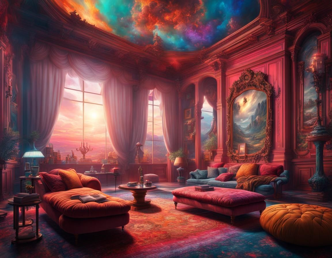 Colorful New Wave Room in Digital Matte Painting