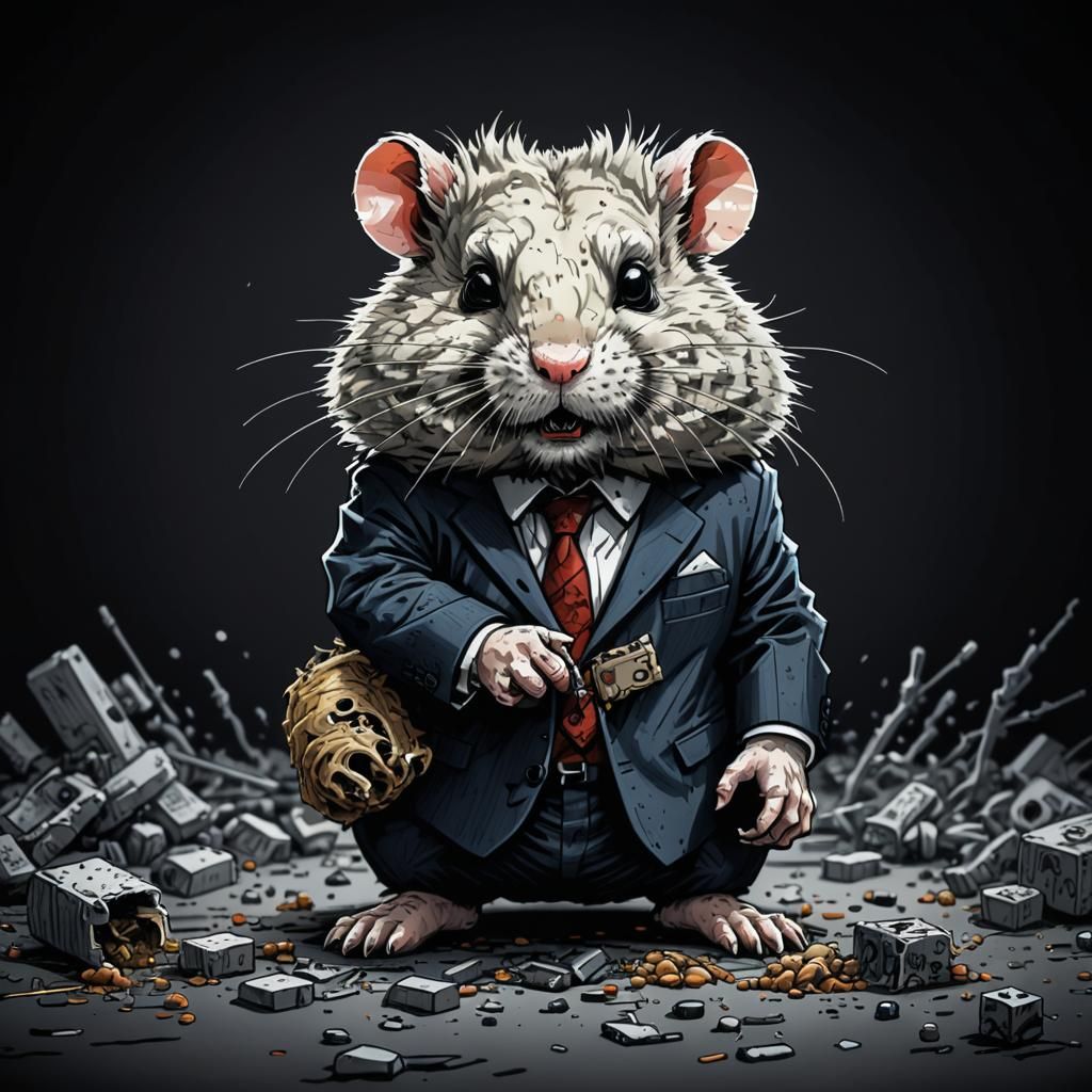 Hamster CEO Battles Zombie Core in Pixel Art Style