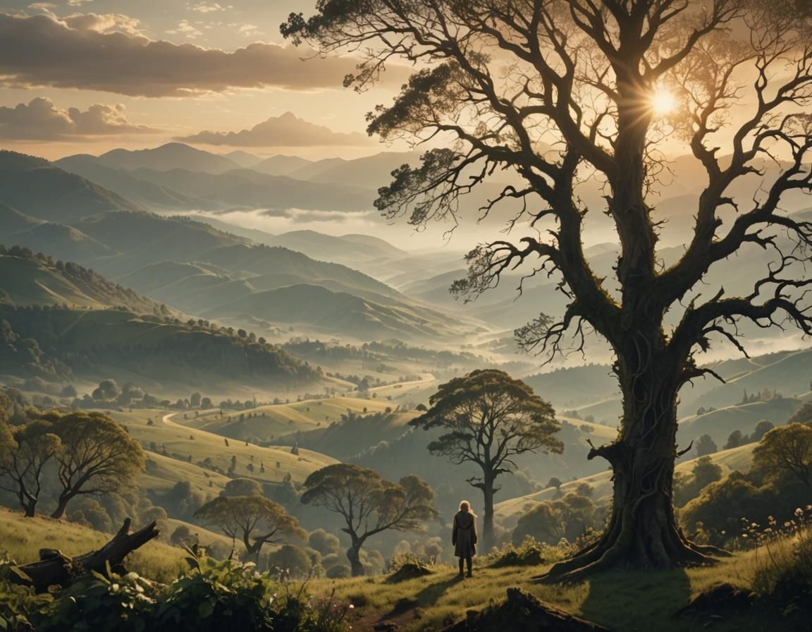 Mystical Forest Overlooking a Surreal Landscape Vista