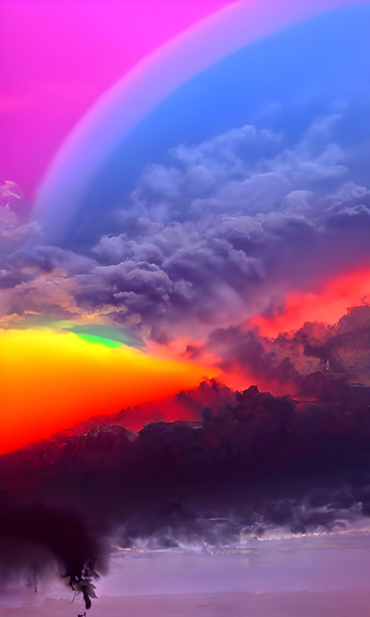 Rainbow Apocalypse at Dusk: A Vivid AI Image