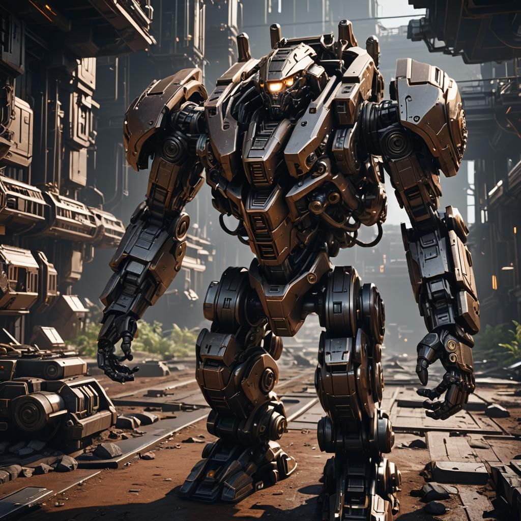 Futuristic Sci-Fi Mech Design in Polished Metal