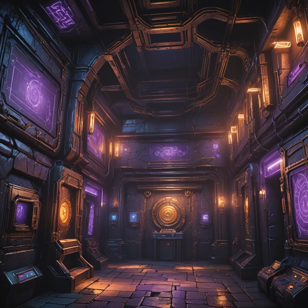 Dark Fantasy Chamber with Security Monitors