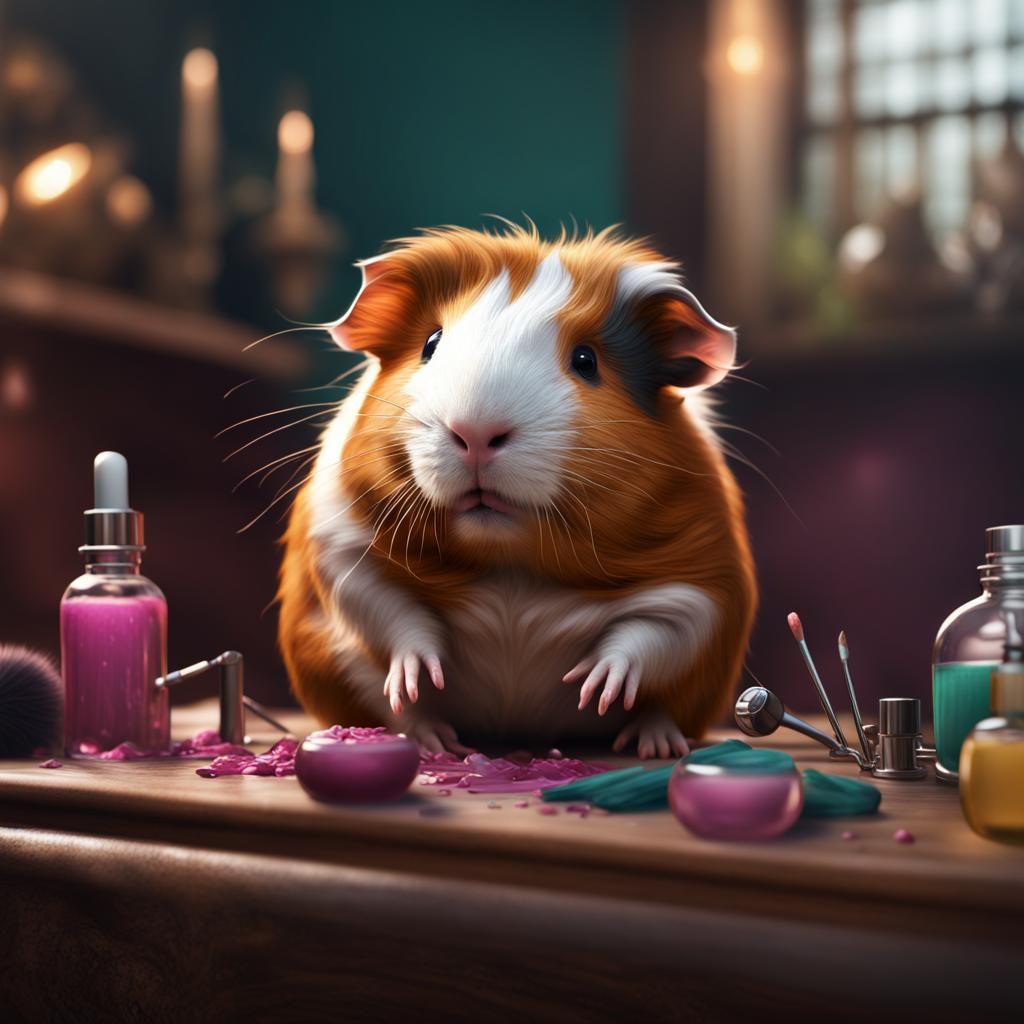 Guinea Pig Pampering: Detailed Matte Painting