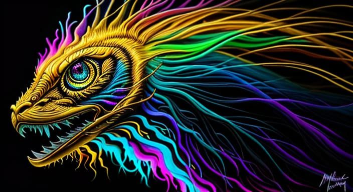 Surreal Bioluminescent Schwampf in Oil Painting Style