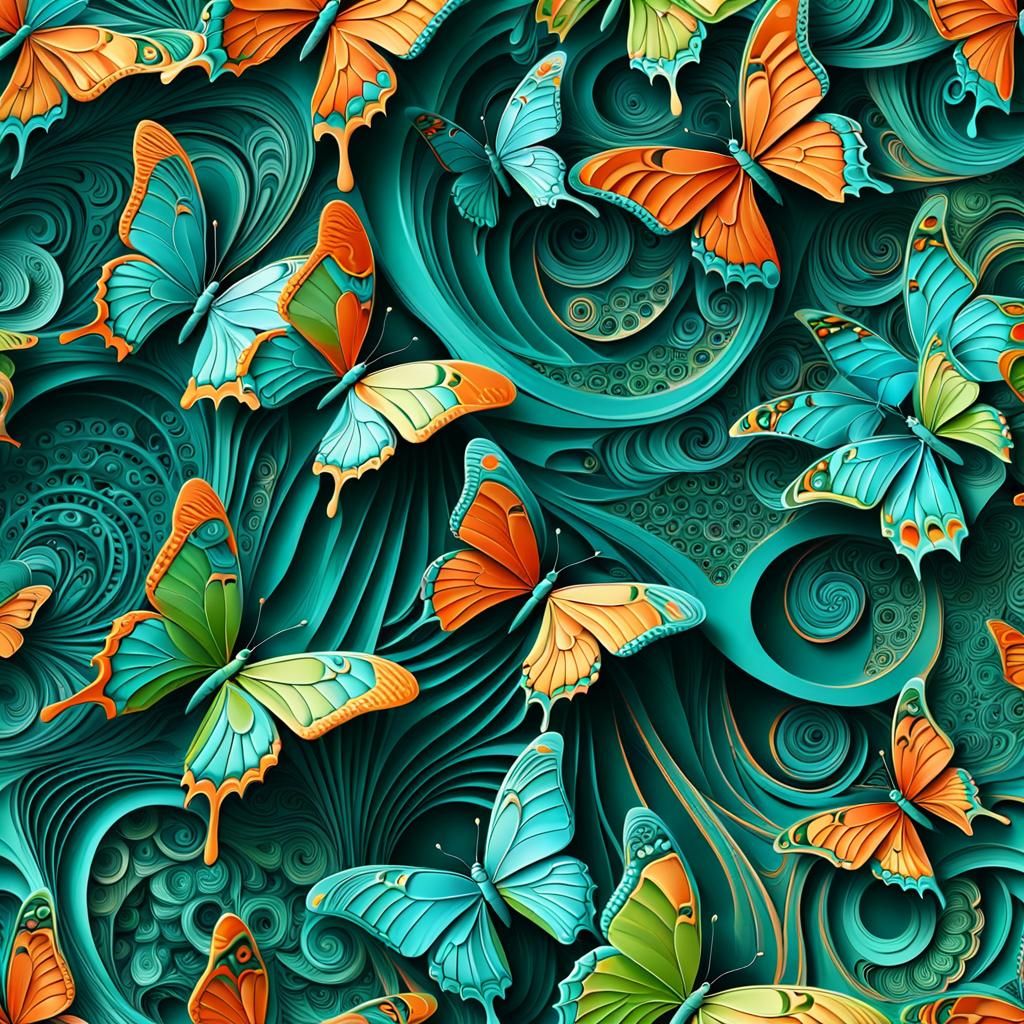 Intricate Butterflies in Zentangle Style