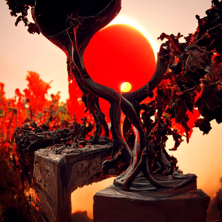 Fiery Sun on Stone Pedestal: Hyperrealistic Digital Art
