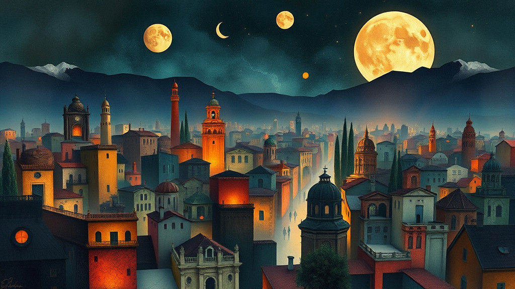 Mexican Cityscape in Surreal Art Deco Style