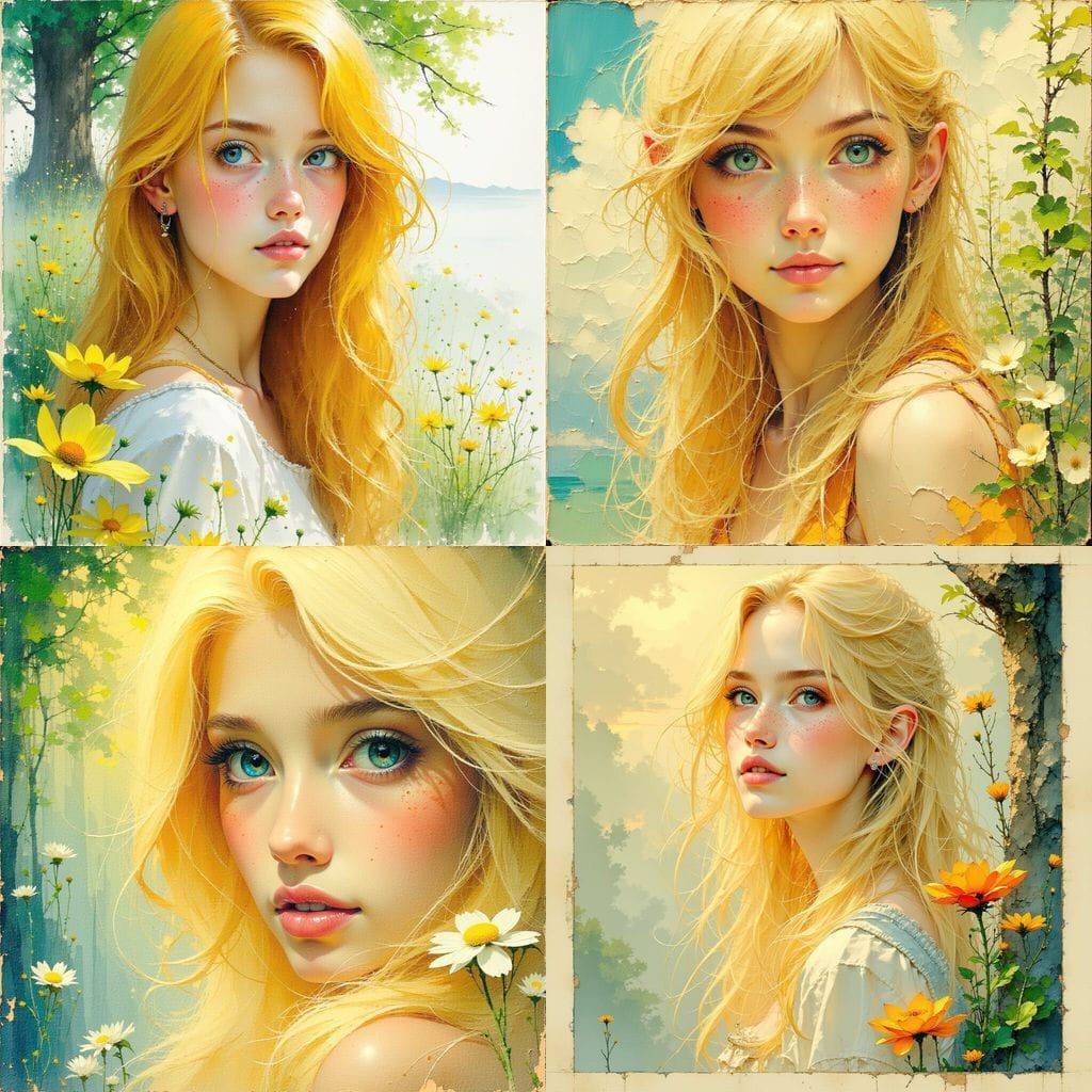 Beautiful Woman with Freckles and Blonde Hair in Woodland