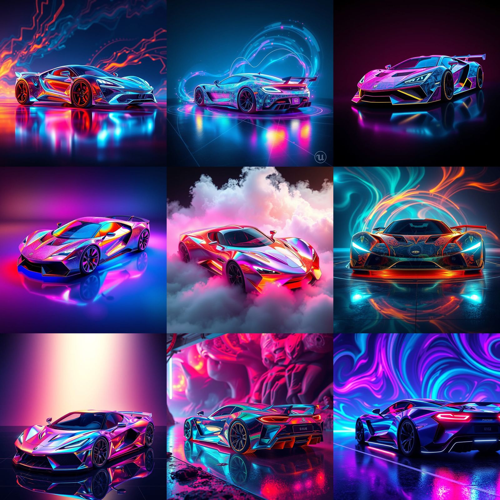 Holographic Sports Car with Intricate Textures