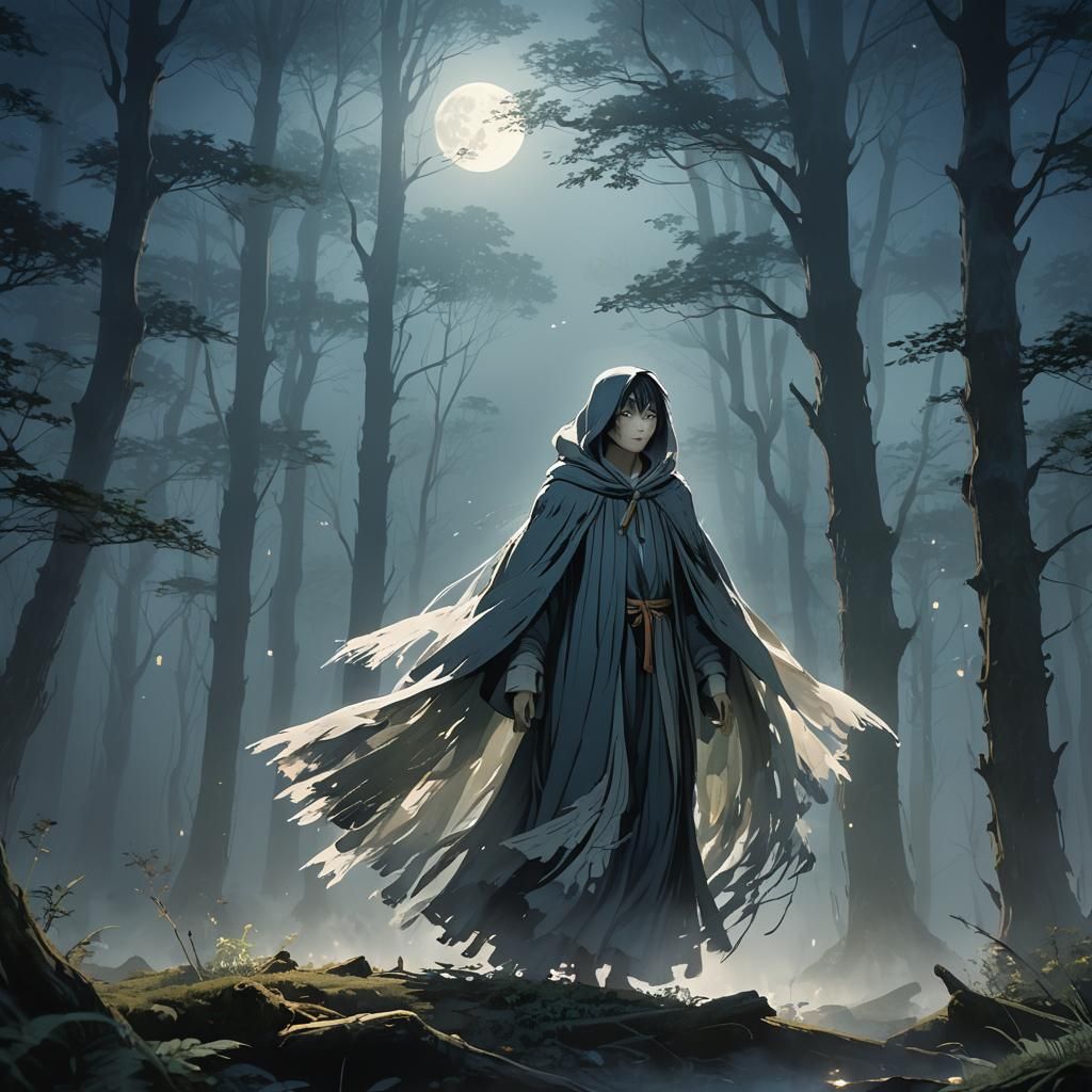 Ethereal Spirit in Moonlit Forest