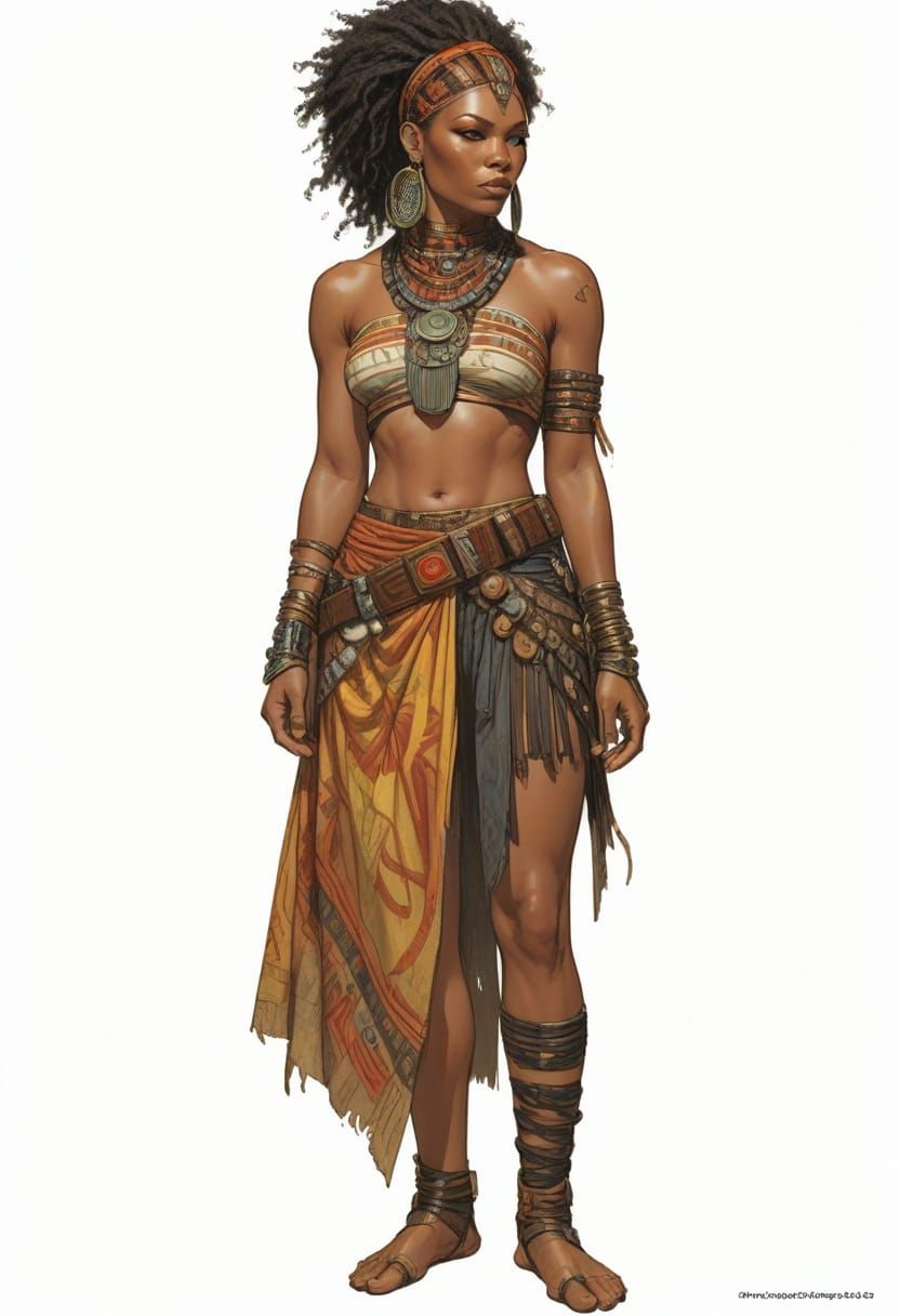 Sci-Fi Zulu Aztec Cyborg Woman in Vivid Colors
