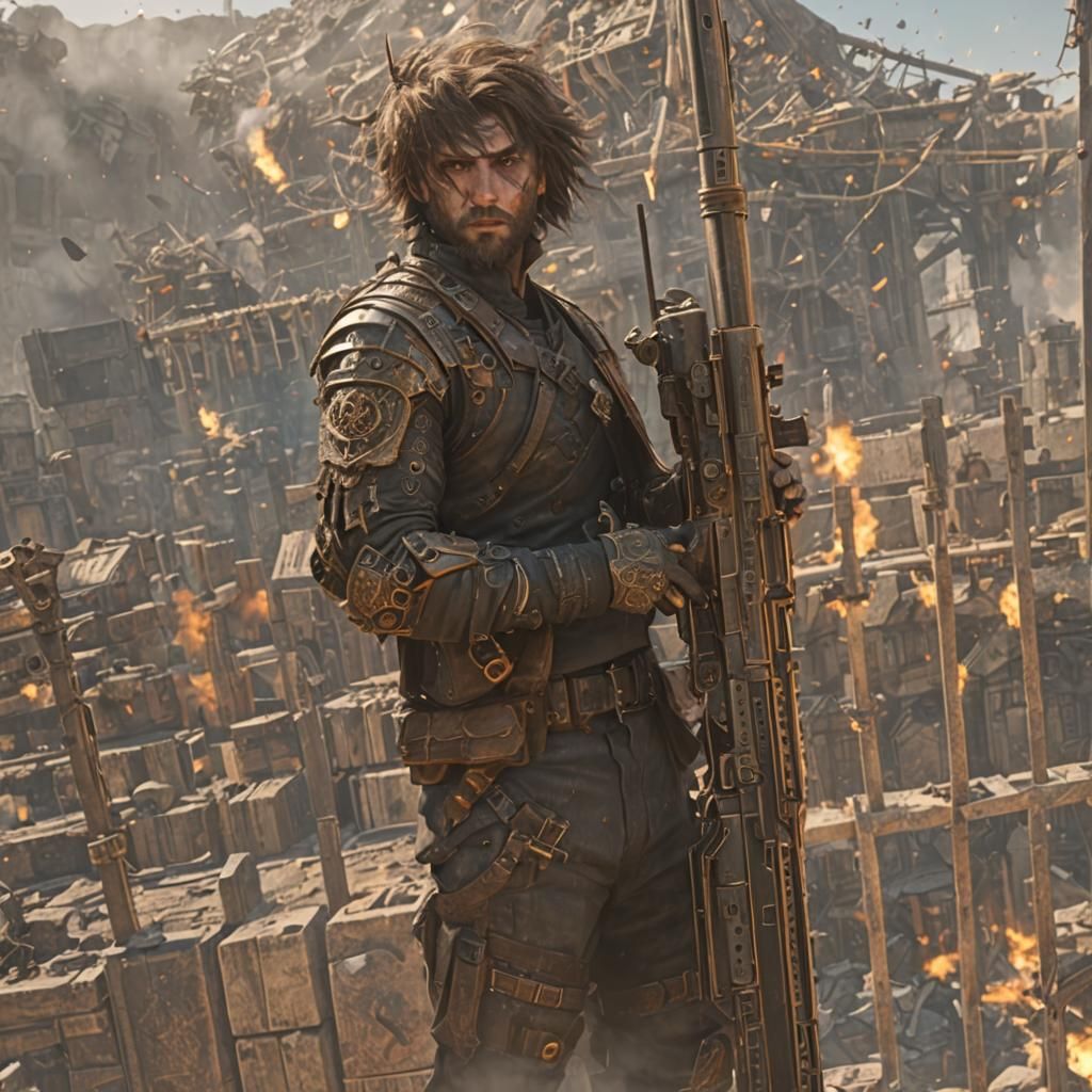 Detailed Matte Painting of Guns in Deep Color