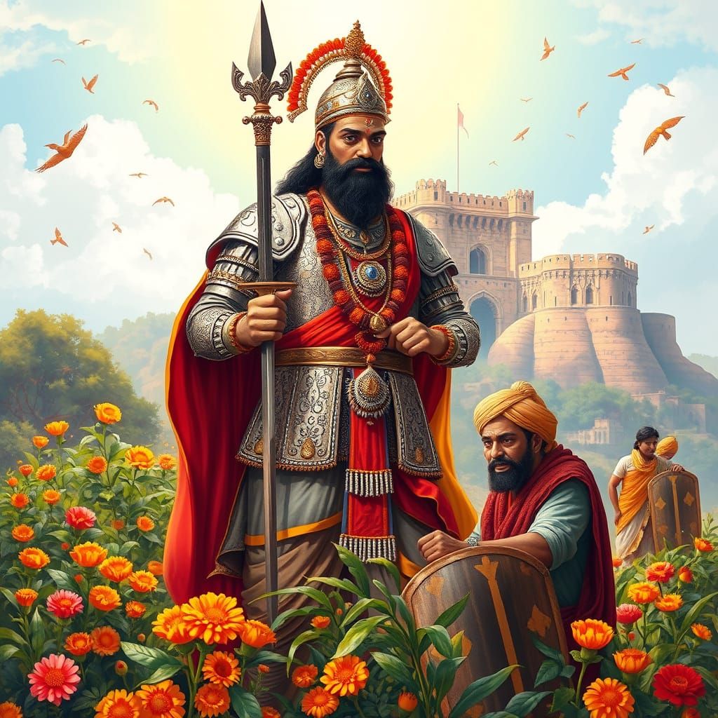 Majestic Chhatrapati Shivaji Maharaj in Traditional Maratha ...