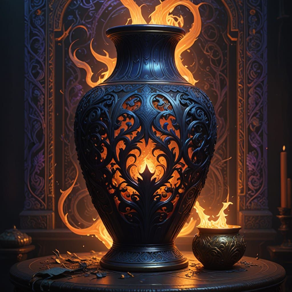Ethereal Dark Fantasy Vase in Twilight Realm