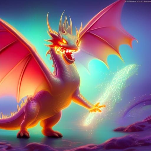 Cute Baby Fire Dragon with Crystalline Candy