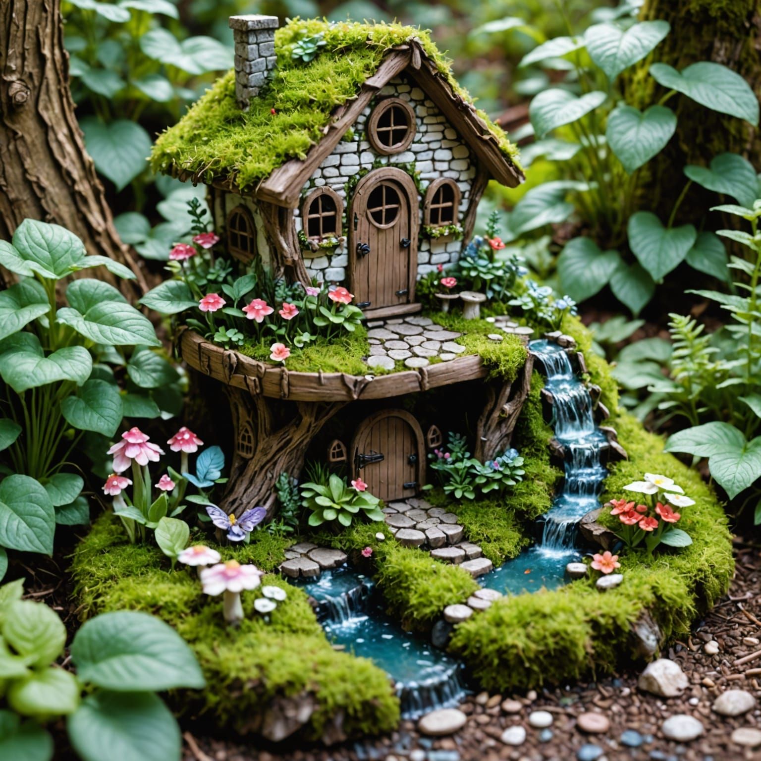 Enchanted Forest Fairy in a Secluded Waterfall Oasis