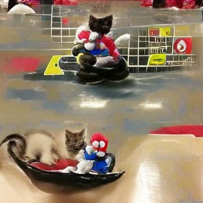 Kitten Races in Go-Kart Like Super Mario