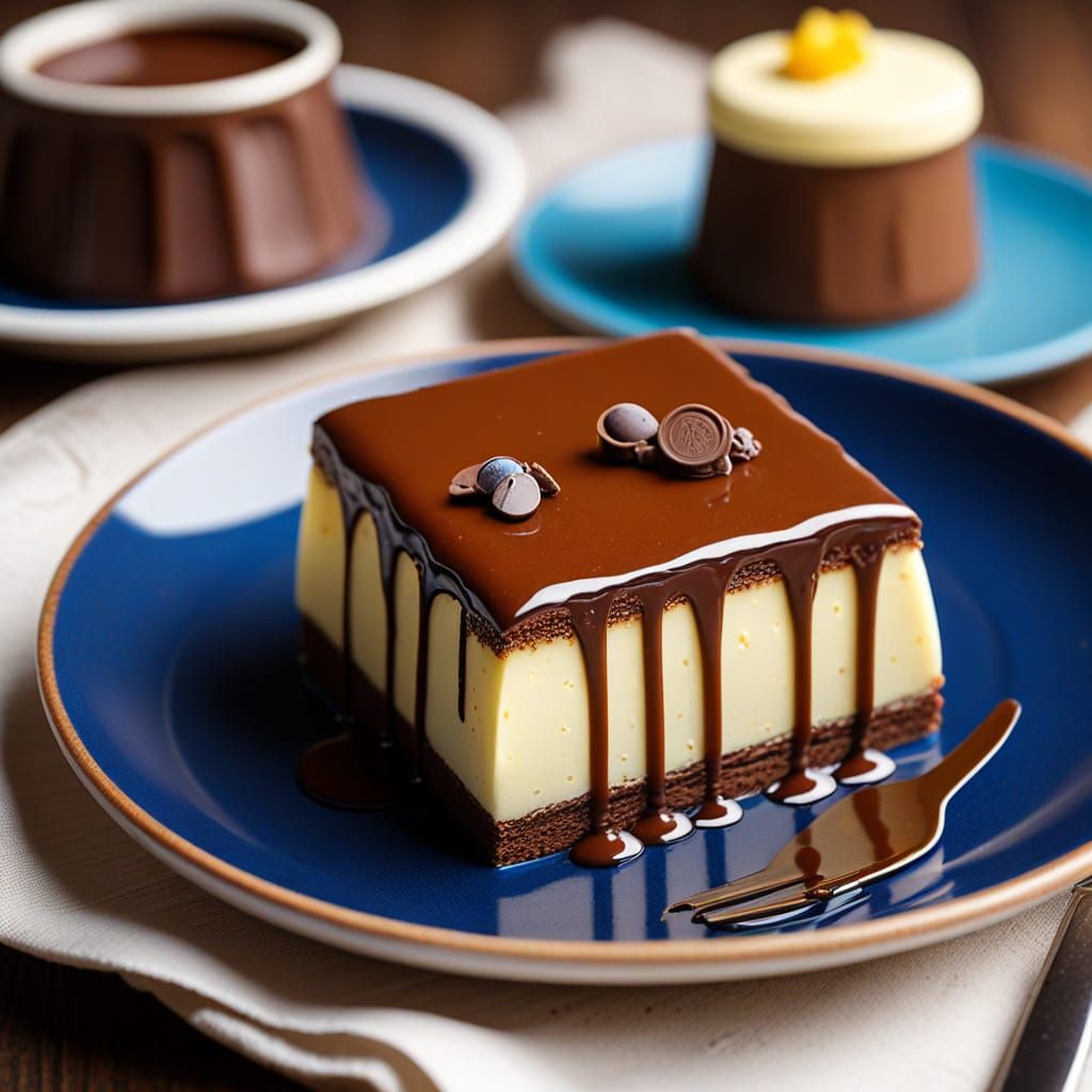 Zoom  sur  FONDANT AU CHOCOLAT  ET CREME ANGLAISE