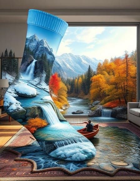 Oversized Socks Displaying Winter and Autumn Landscapes