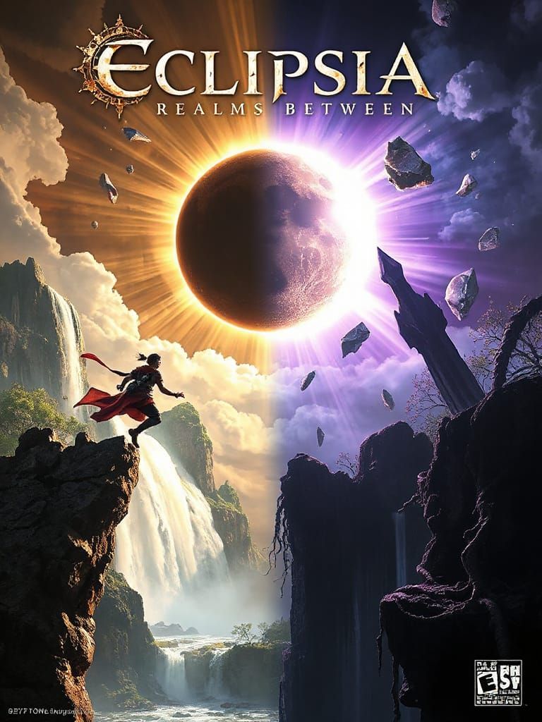 Epic Fantasy Realms Divide Under Surreal Eclipse