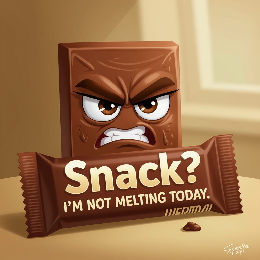 Angry Chocolate Bar Refuses to Melt, Comedic Style