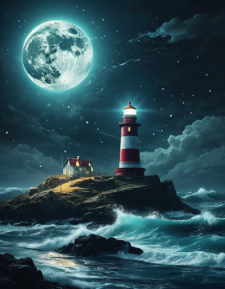Sailor Guided by Moonlight: Diamond Painting Style