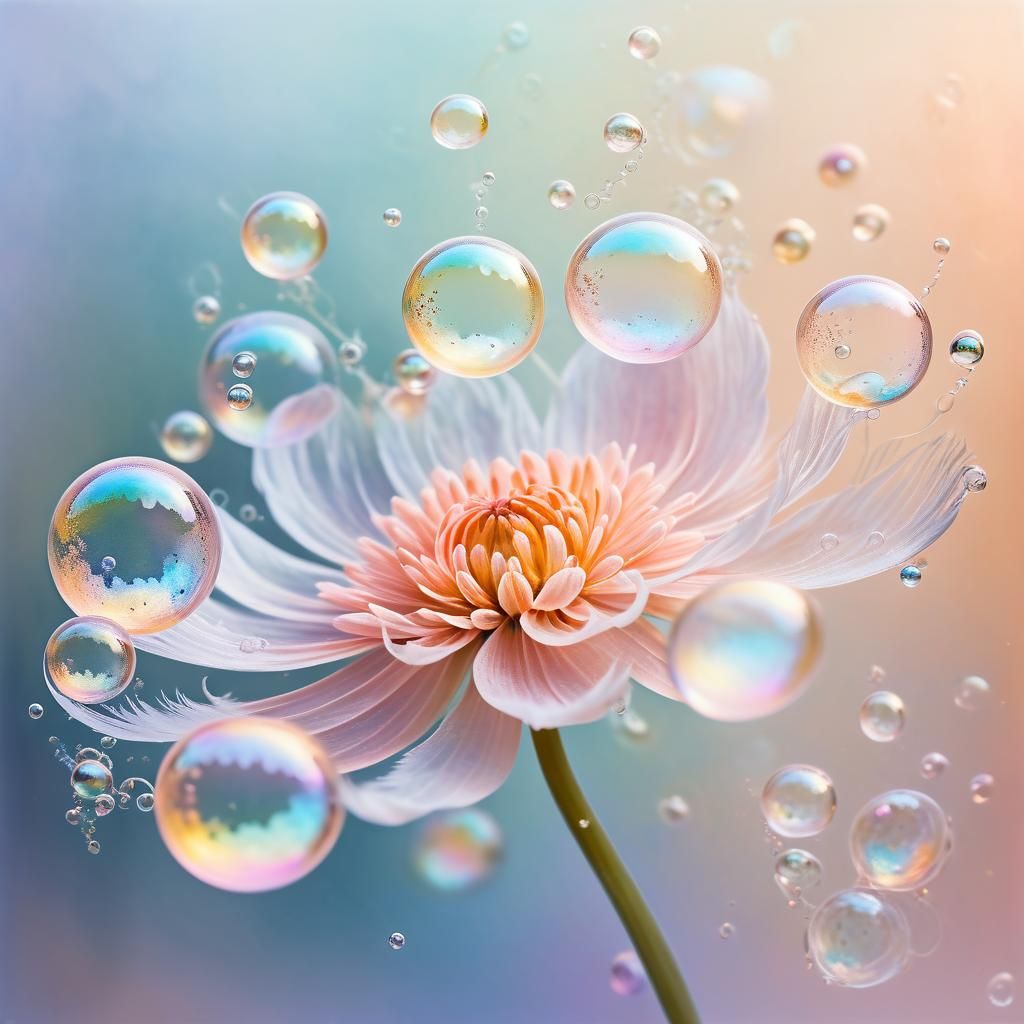 Iridescent Bubble Flower in Surreal Style