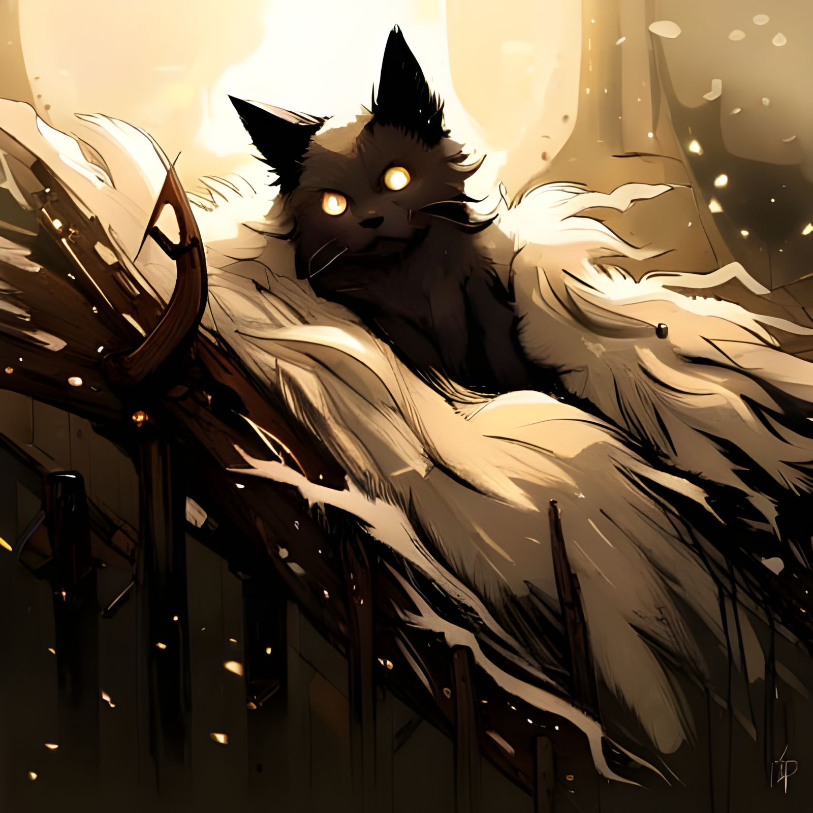 Mythical Black Cat with Glowing Eyes