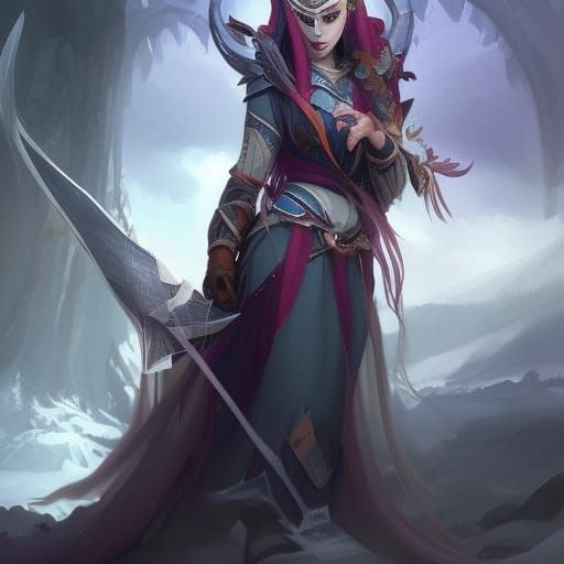 Skadi Concept Art in Art Nouveau Style