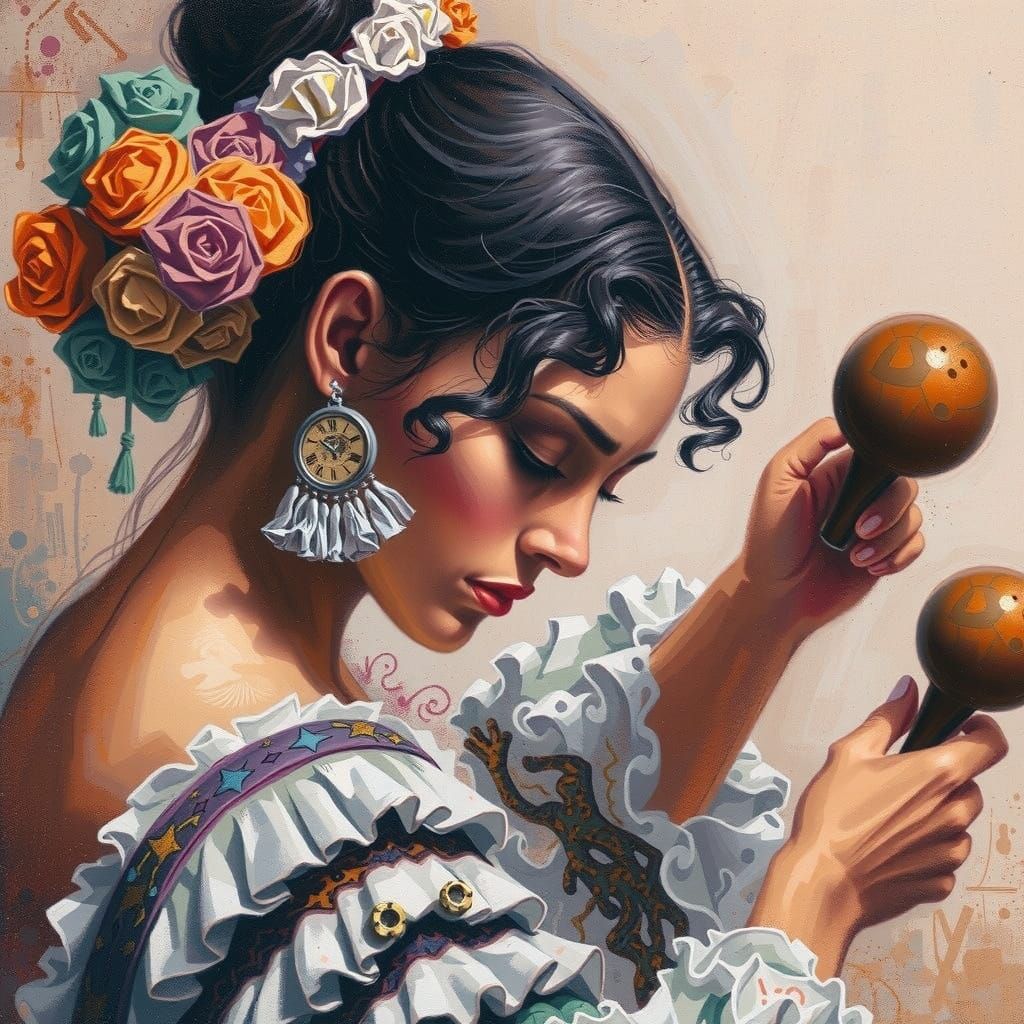 Mystical Woman in a Dark Forest Landscape